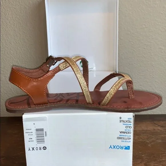 Roxy Gemma Gold Glitter Gladiator Sandals Size 6 - Picture 8 of 14